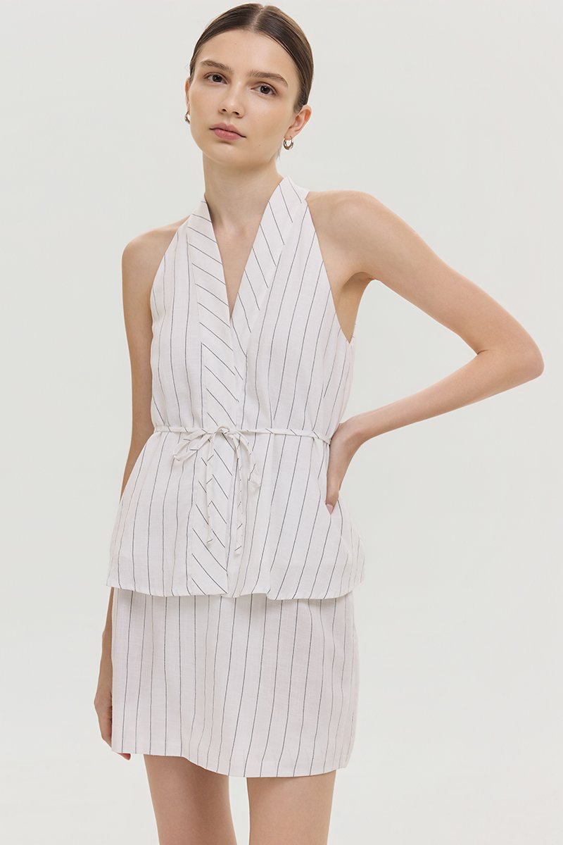 KYRA STRIPE LINEN SKORTS