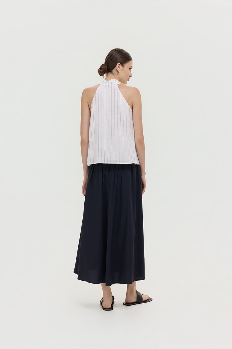 LORIE HALTER STRIPE LINEN TOP