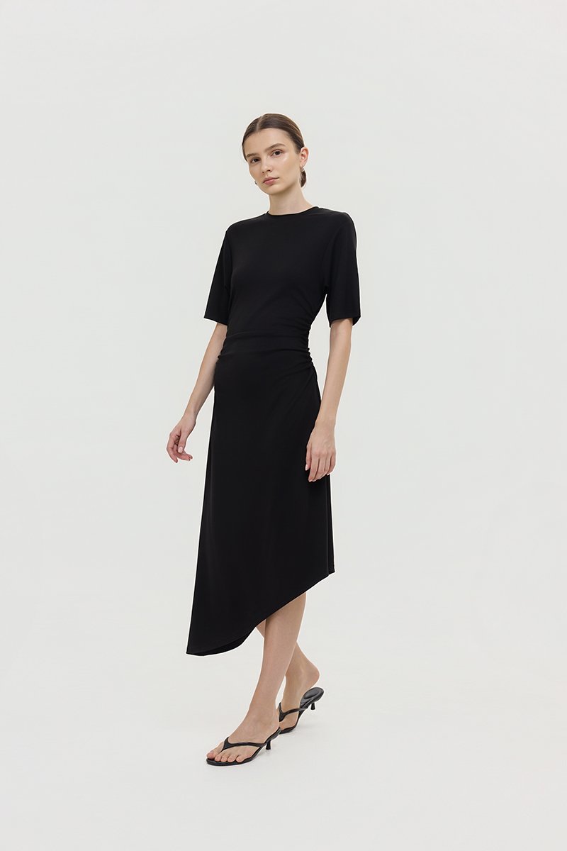 OLESYA RUCHED WAIST TEE DRESS