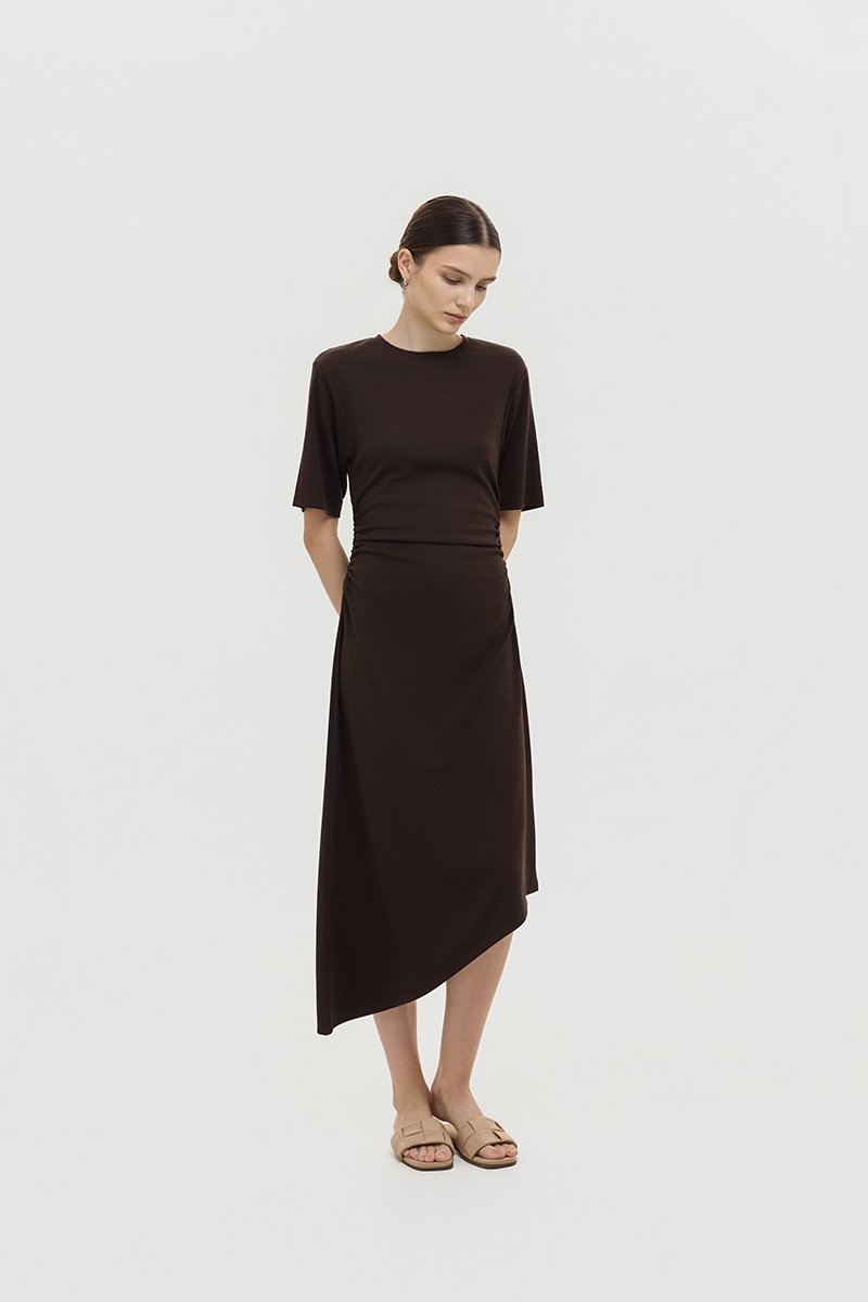 OLESYA RUCHED WAIST TEE DRESS