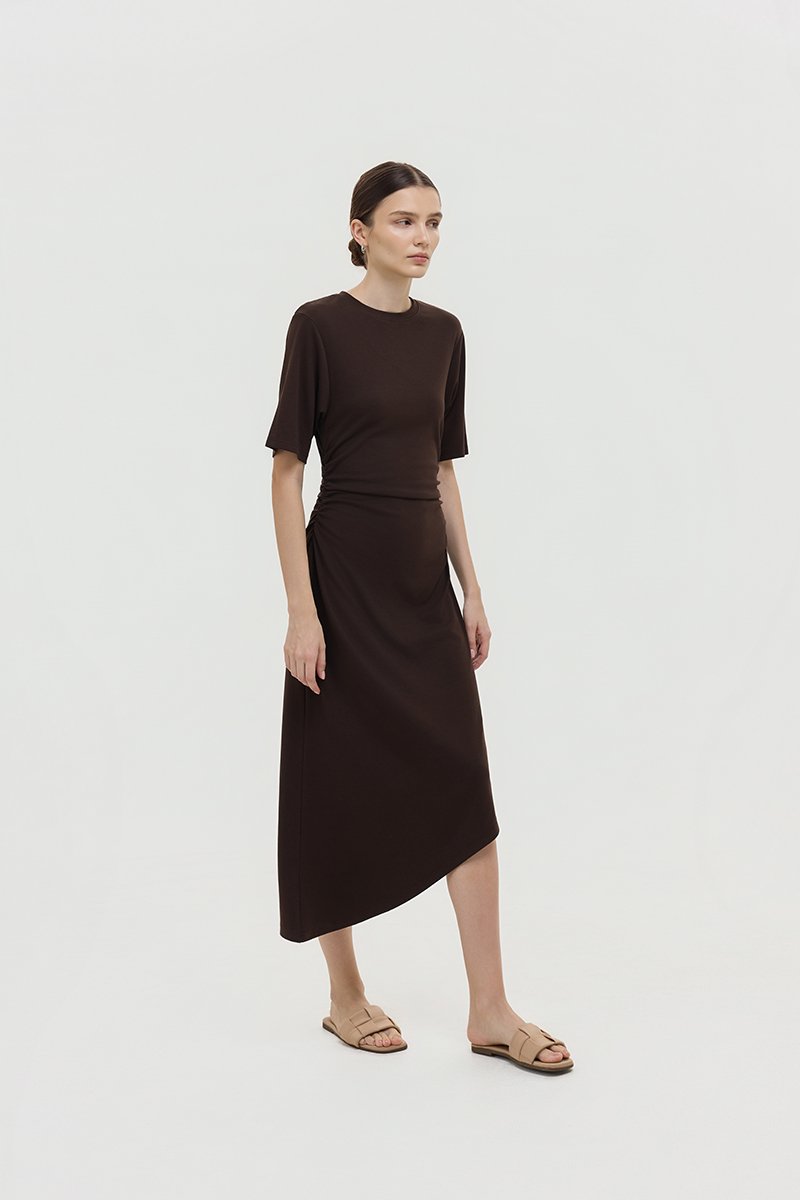 OLESYA RUCHED WAIST TEE DRESS