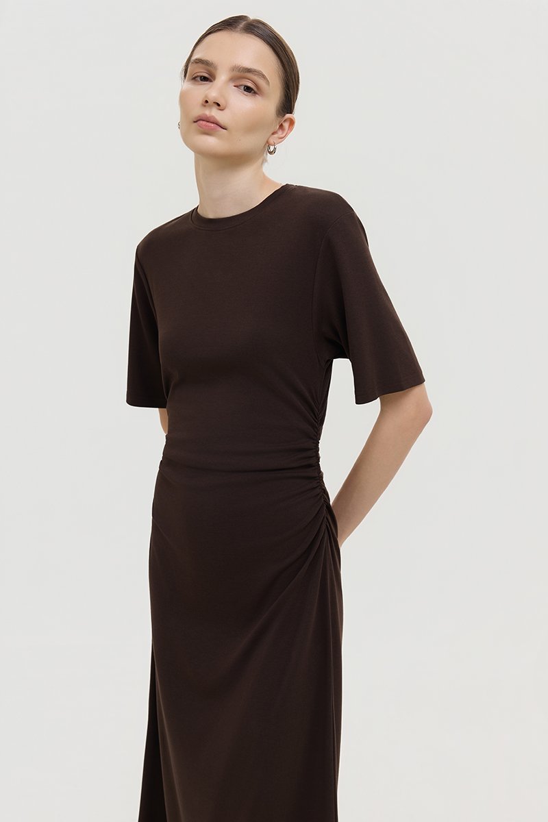 OLESYA RUCHED WAIST TEE DRESS