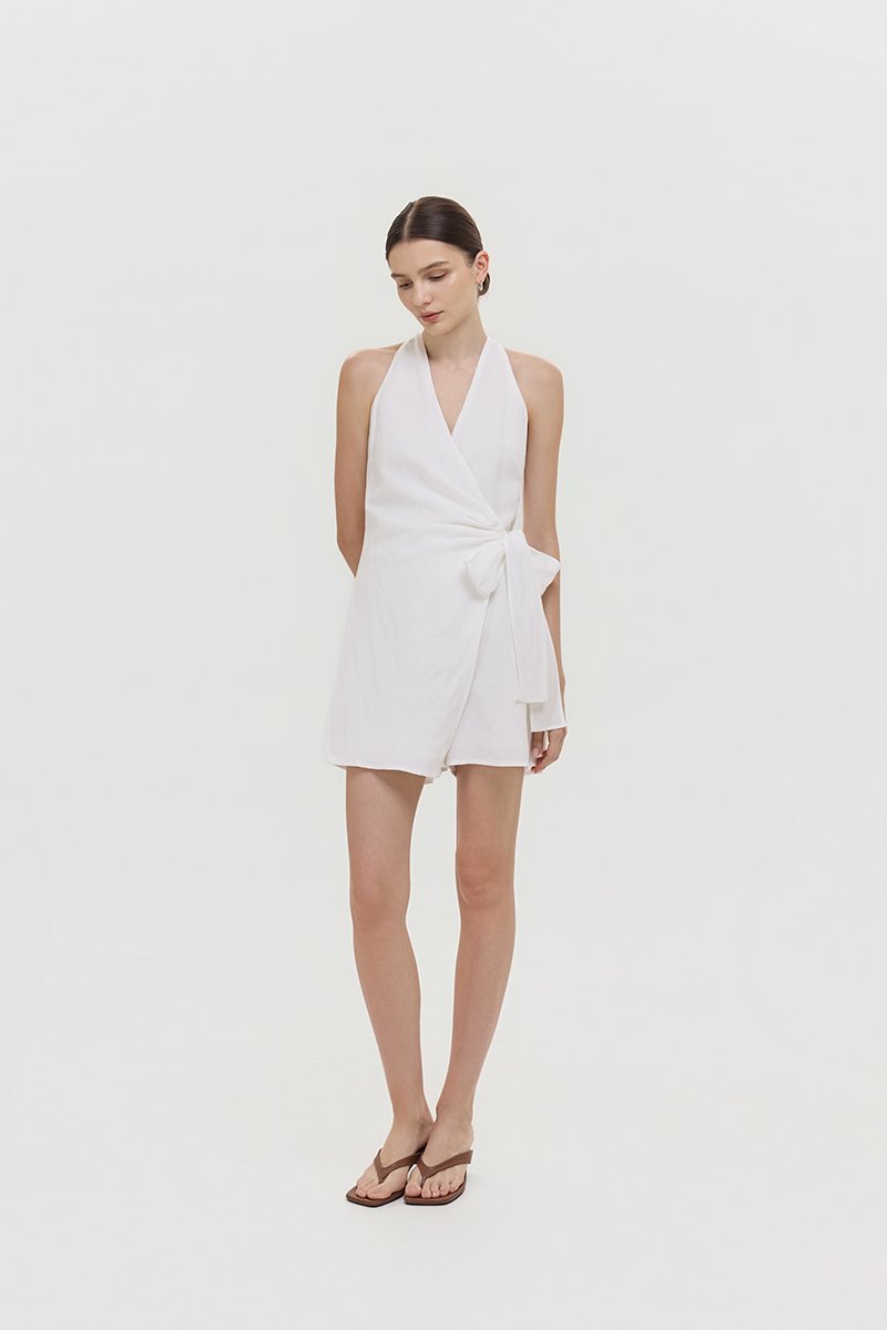 KARLYN LINEN WRAP ROMPER