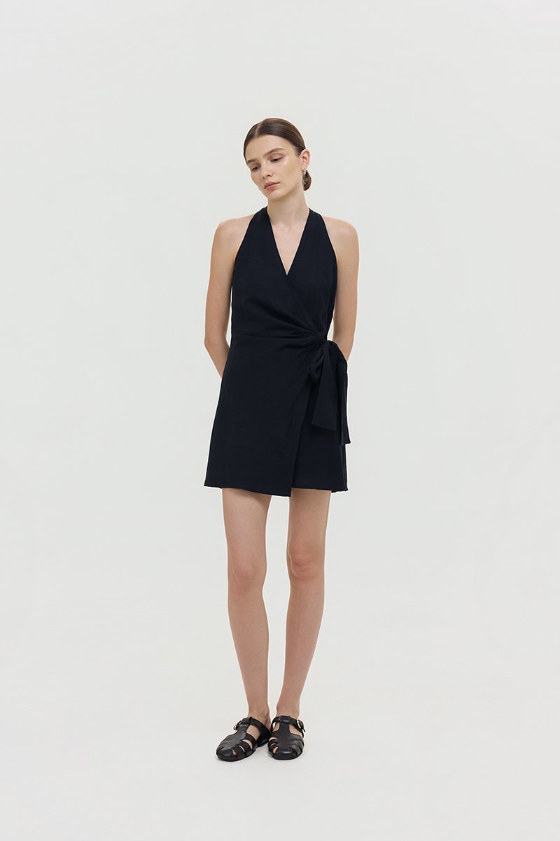 KARLYN LINEN WRAP ROMPER