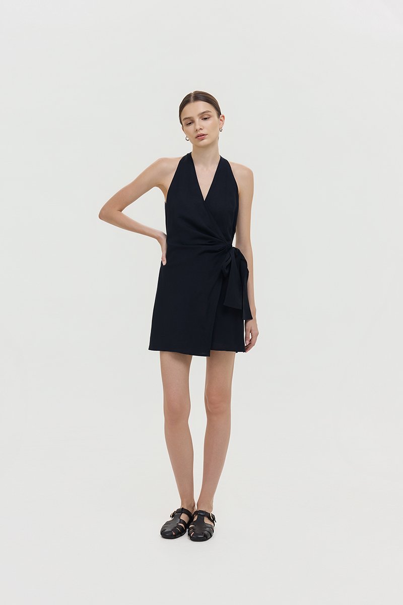 KARLYN LINEN WRAP ROMPER