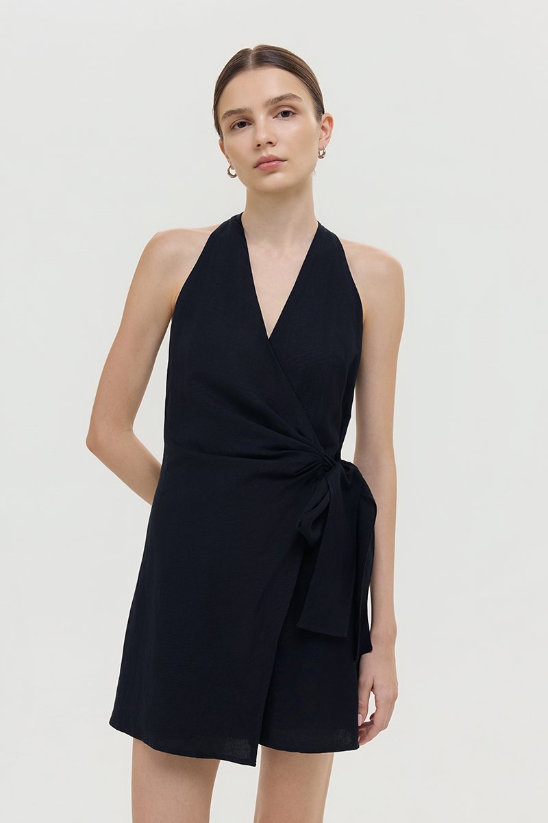 KARLYN LINEN WRAP ROMPER