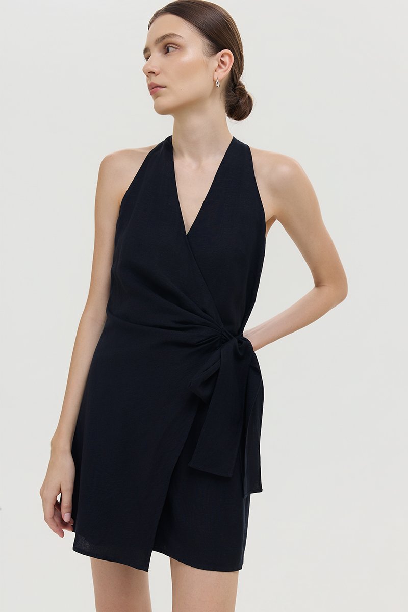 KARLYN LINEN WRAP ROMPER