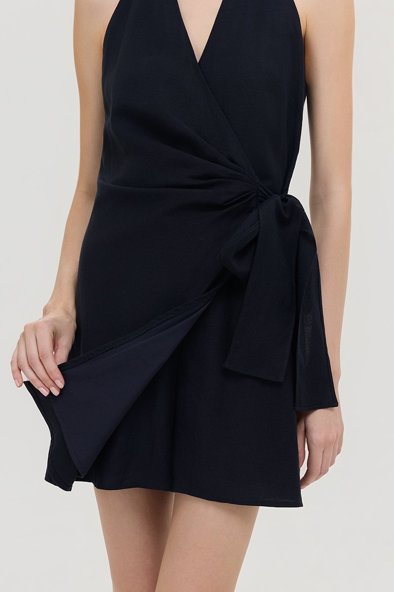 KARLYN LINEN WRAP ROMPER