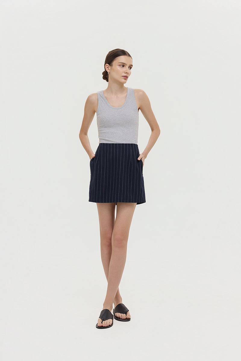 KYRA STRIPE LINEN SKORTS