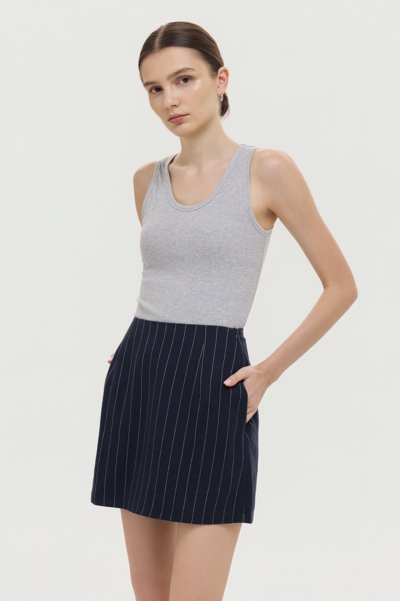 KYRA STRIPE LINEN SKORTS