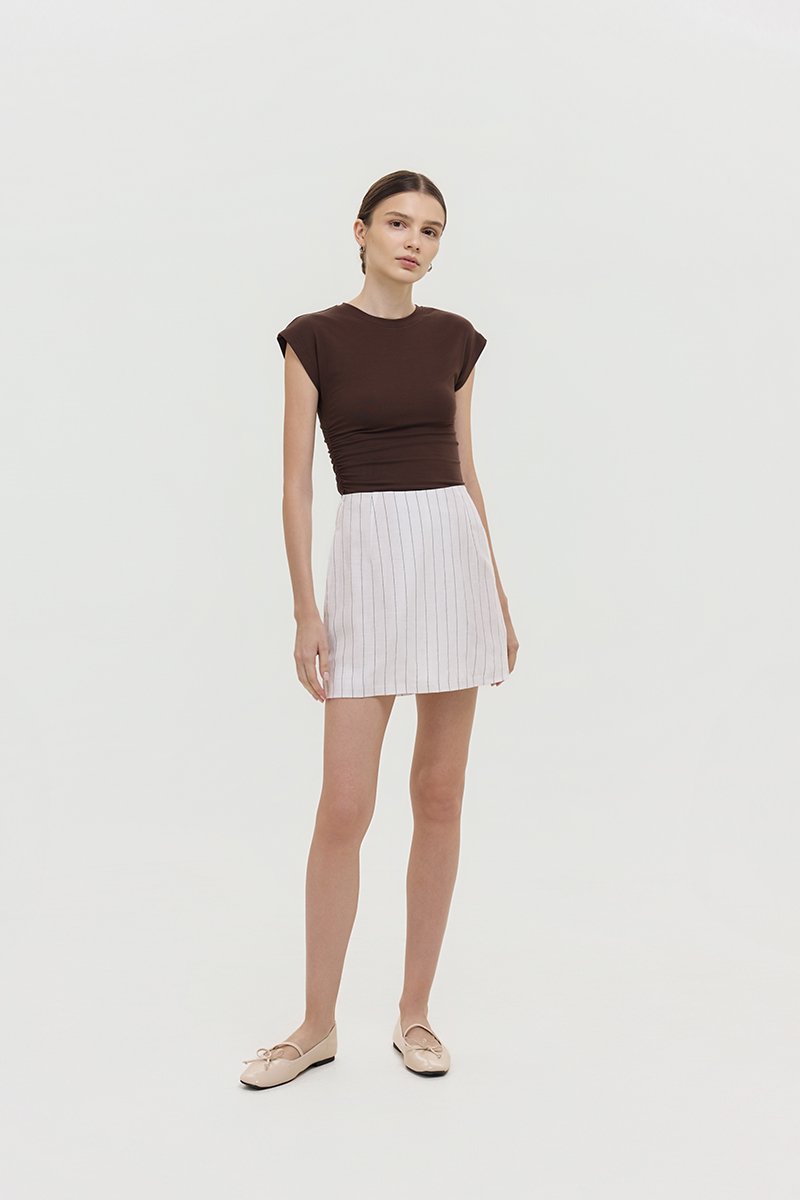 KYRA STRIPE LINEN SKORTS