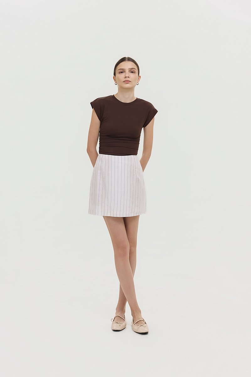 KYRA STRIPE LINEN SKORTS