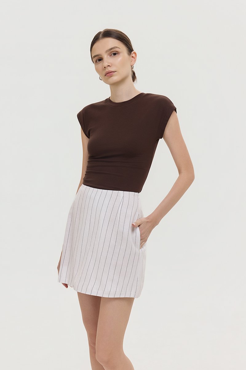 KYRA STRIPE LINEN SKORTS