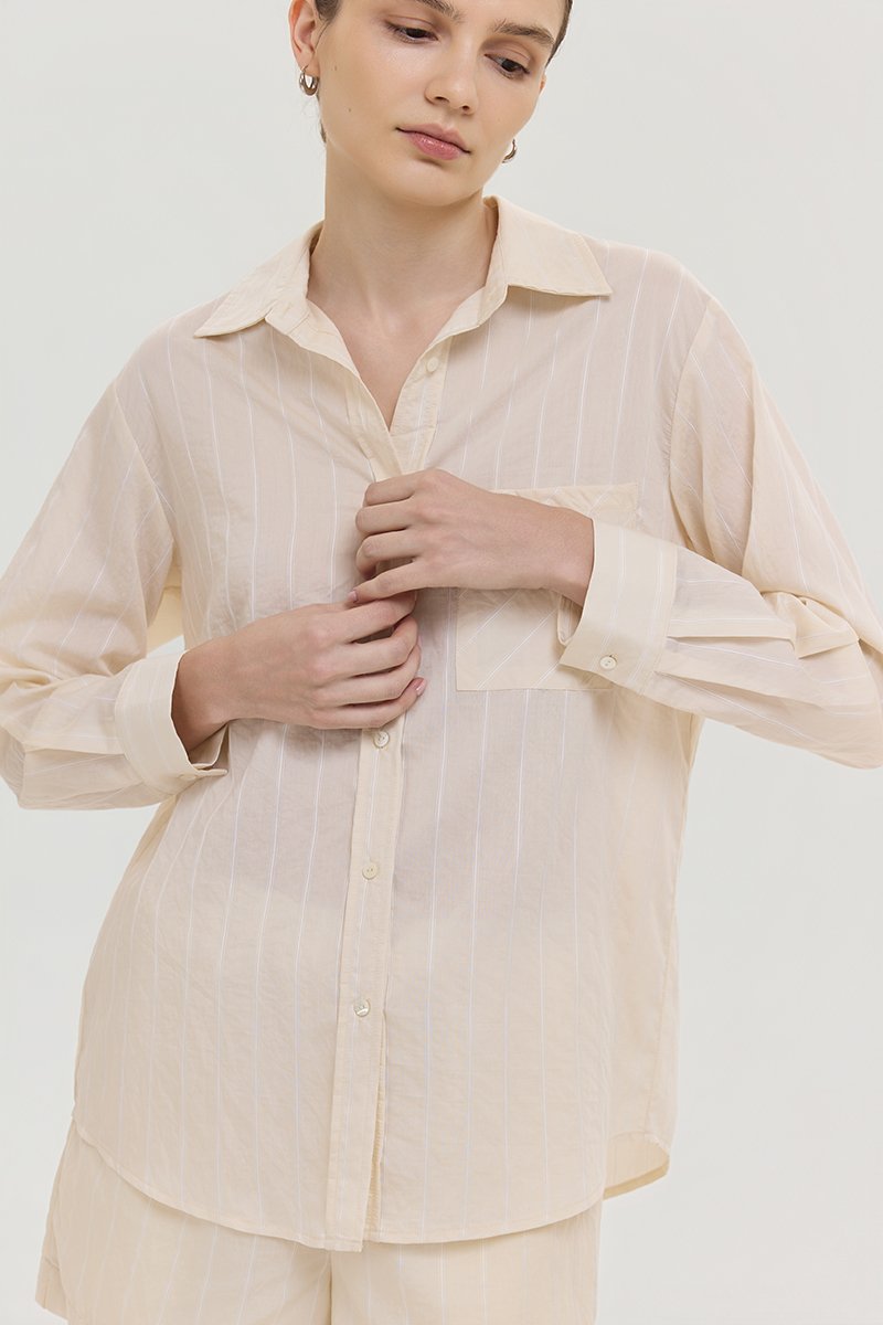 ZELDA OVERSIZED STRIPED POCKET SHIRT