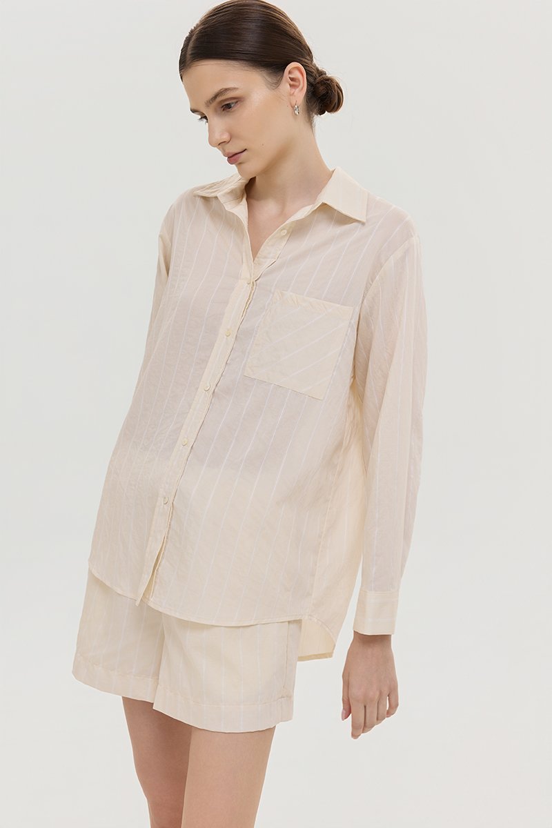 ZELDA OVERSIZED STRIPED POCKET SHIRT