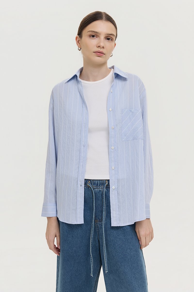 ZELDA OVERSIZED STRIPED POCKET SHIRT
