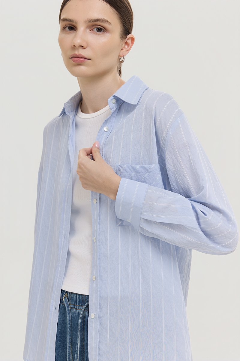 ZELDA OVERSIZED STRIPED POCKET SHIRT