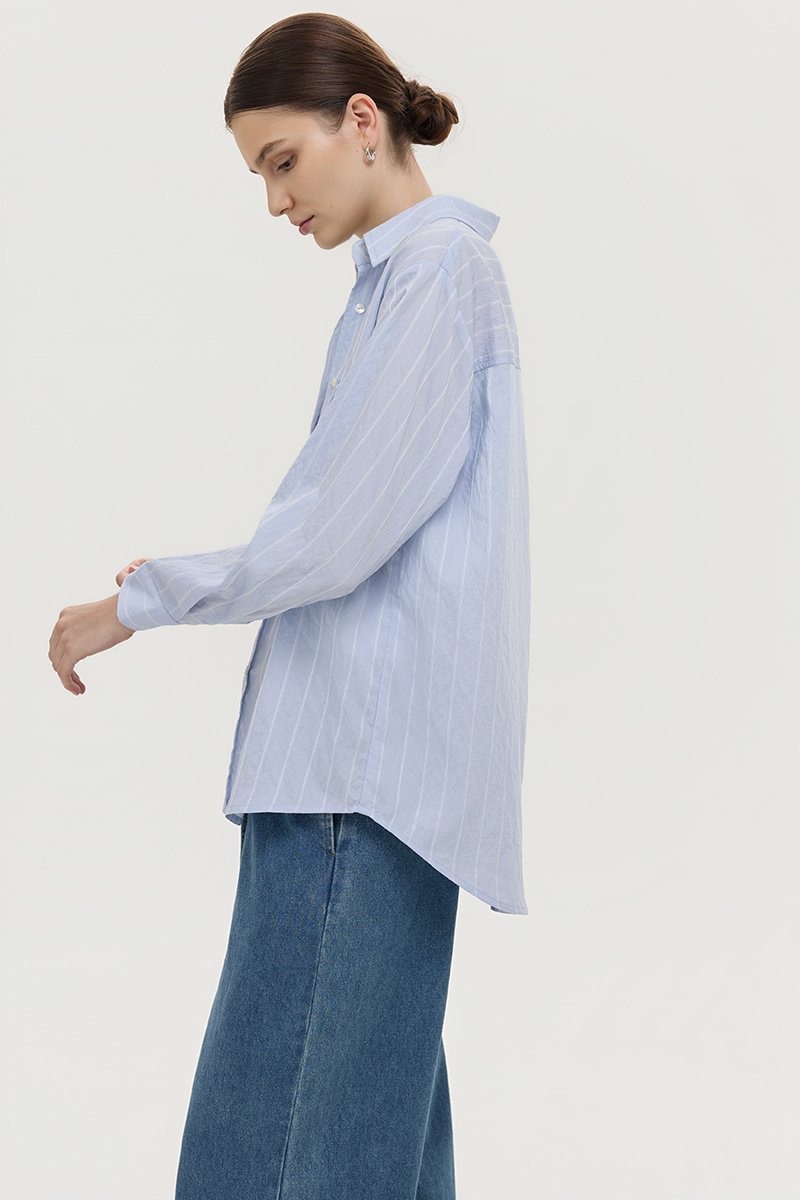 ZELDA OVERSIZED STRIPED POCKET SHIRT