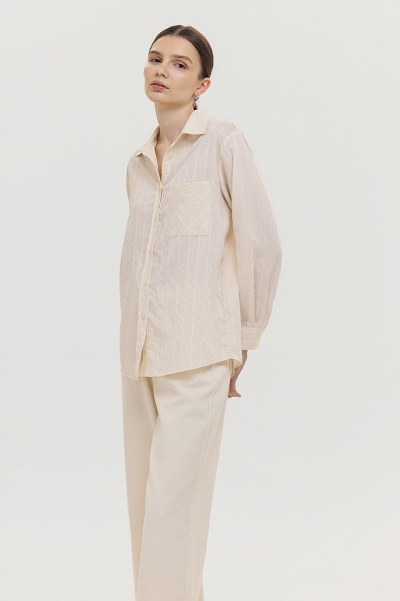 ZELDA OVERSIZED STRIPED POCKET SHIRT