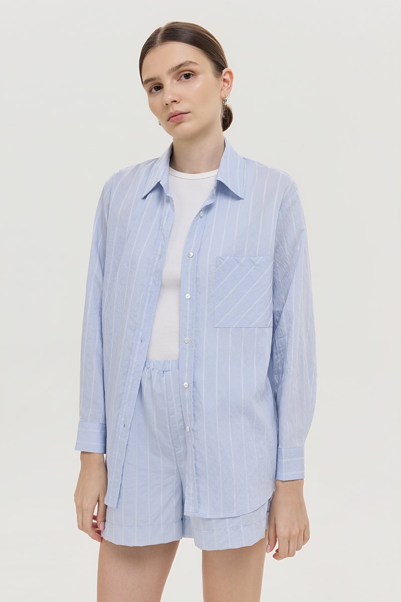 ZELDA OVERSIZED STRIPED POCKET SHIRT