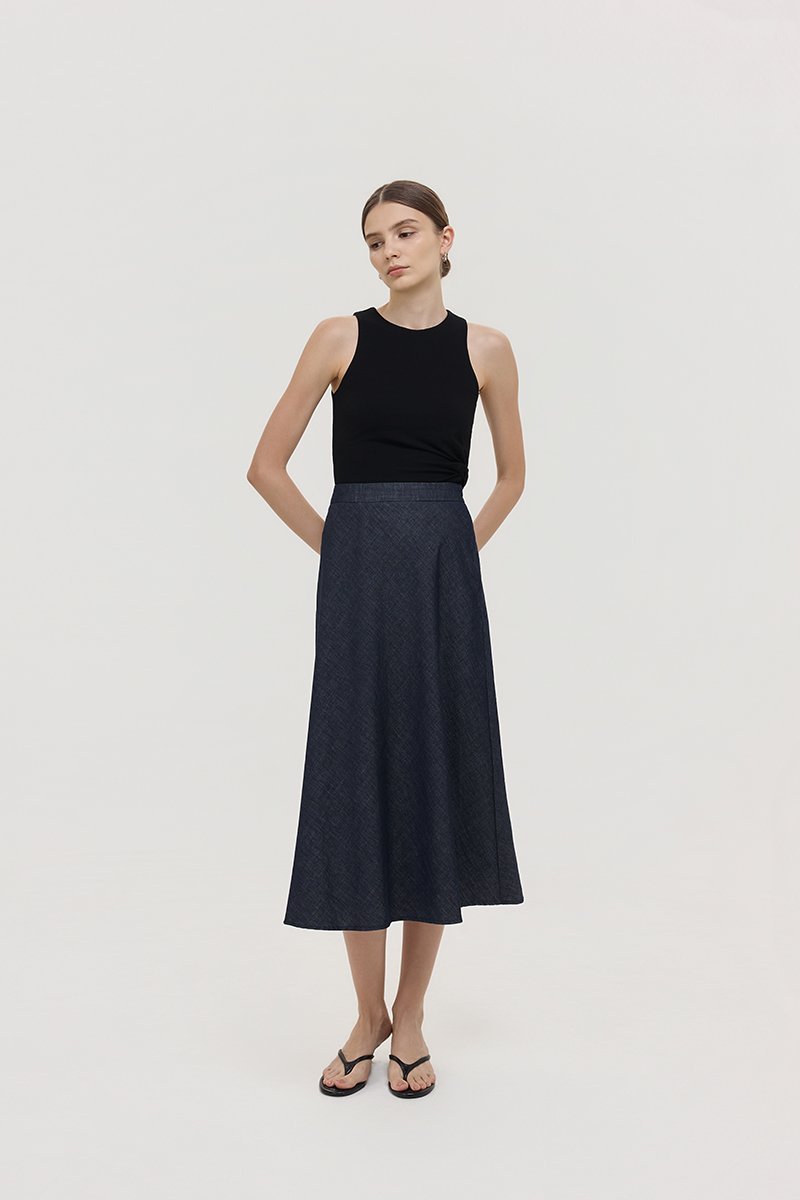JUSTINA DENIM BIAS SKIRT