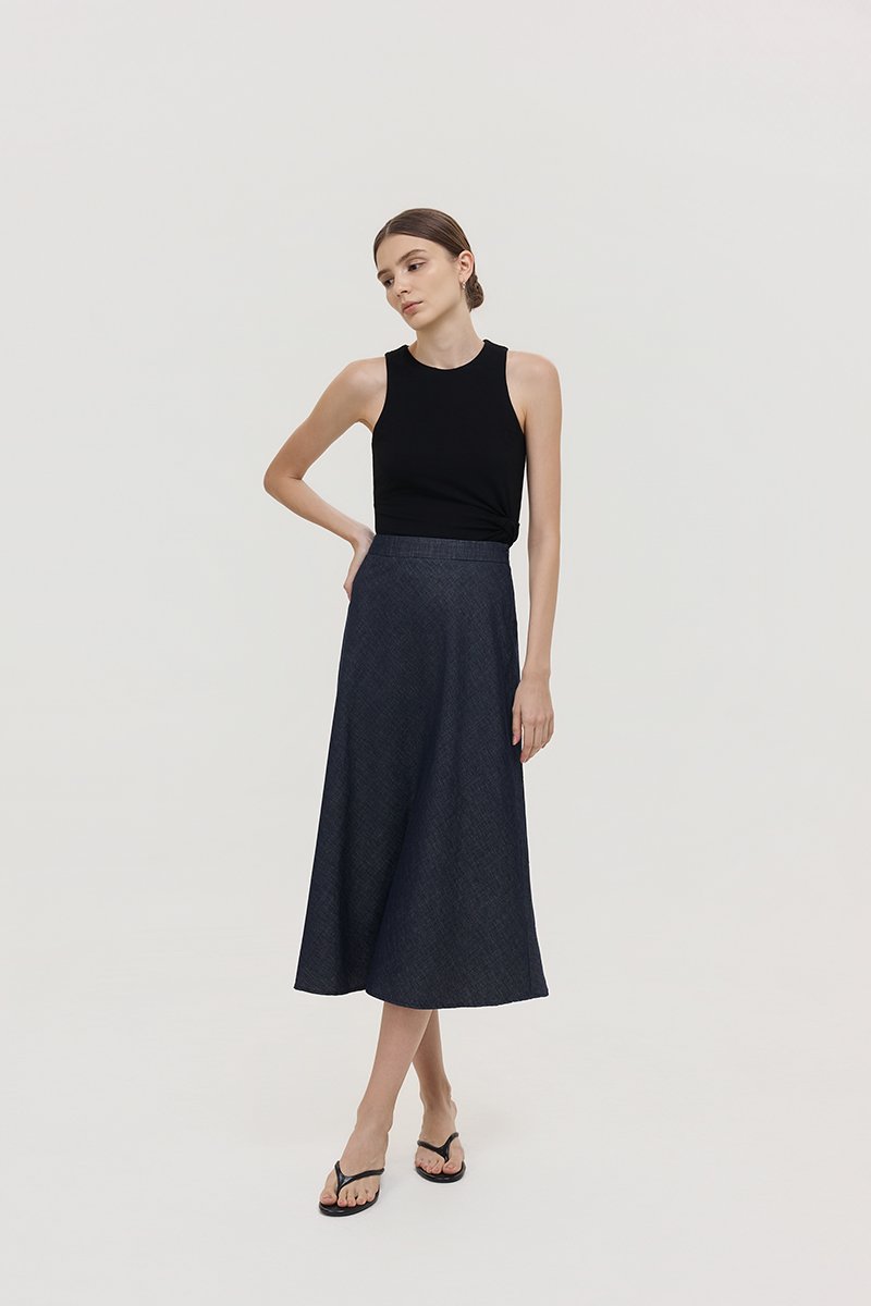 JUSTINA DENIM BIAS SKIRT