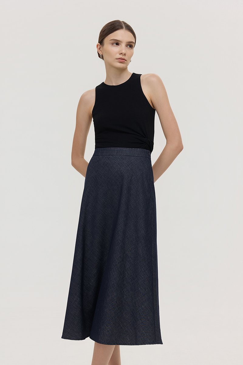 JUSTINA DENIM BIAS SKIRT