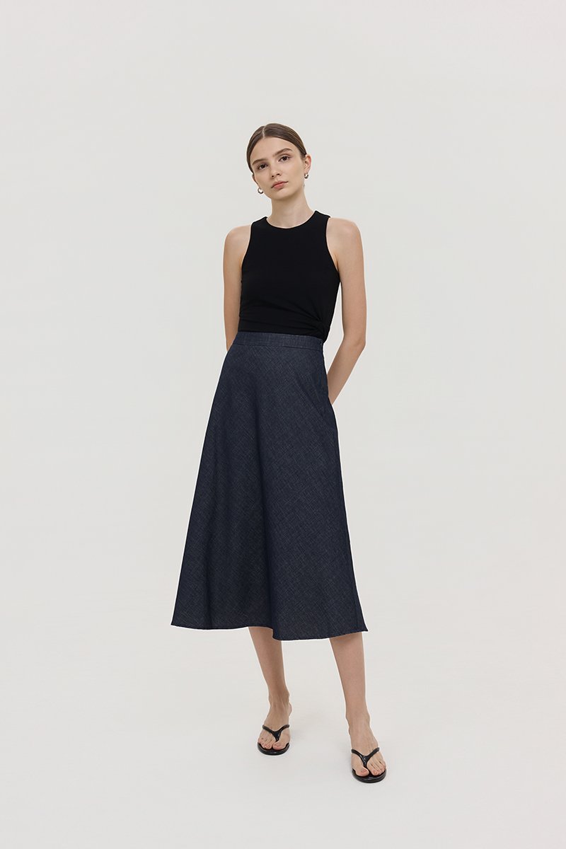 JUSTINA DENIM BIAS SKIRT