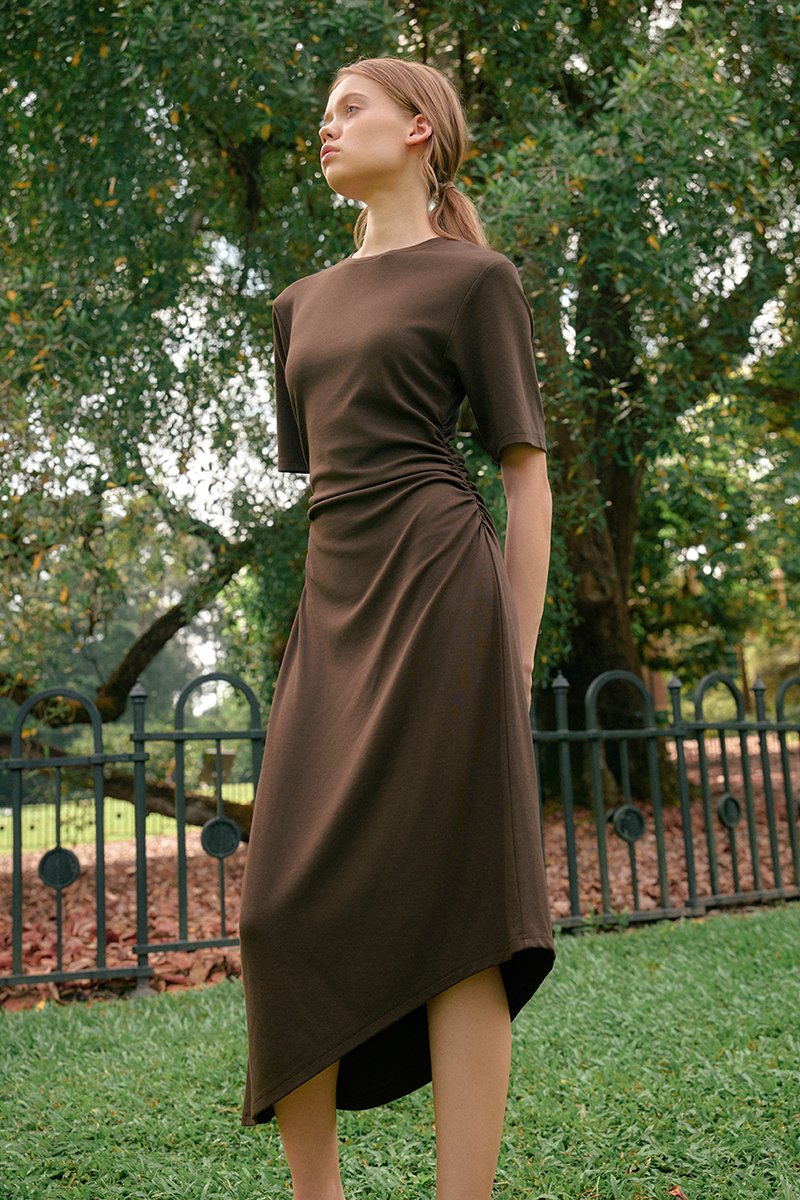 OLESYA RUCHED WAIST TEE DRESS