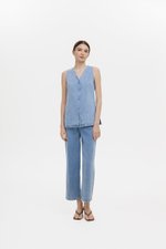 SANDLER DENIM BUTTONDOWN LONG VEST