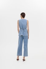 SANDLER DENIM BUTTONDOWN LONG VEST