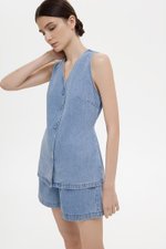 SANDLER DENIM BUTTONDOWN LONG VEST