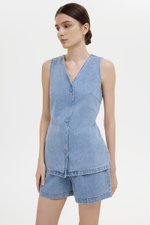 REEVE DENIM ELASTIC WAIST SHORTS