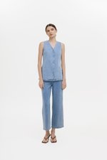 SANDLER DENIM BUTTONDOWN LONG VEST