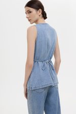 SANDLER DENIM BUTTONDOWN LONG VEST