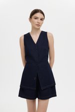 SANDLER DENIM BUTTONDOWN LONG VEST