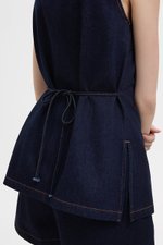 SANDLER DENIM BUTTONDOWN LONG VEST