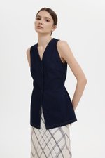SANDLER DENIM BUTTONDOWN LONG VEST