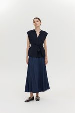 COLBY TIE BELT LONGLINE LINEN TOP