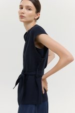 COLBY TIE BELT LONGLINE LINEN TOP