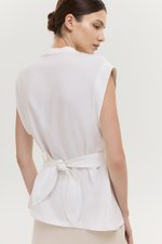 COLBY TIE BELT LONGLINE LINEN TOP
