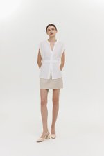 COLBY TIE BELT LONGLINE LINEN TOP