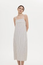 JOVY STRIPED STRAP LINEN DRESS