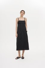 JOVY STRIPED STRAP LINEN DRESS