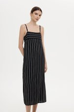 JOVY STRIPED STRAP LINEN DRESS