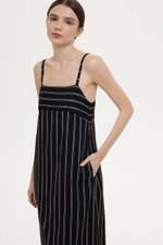 JOVY STRIPED STRAP LINEN DRESS