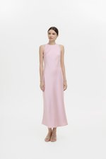 REISSA COWL BACK DRAPE SATIN DRESS