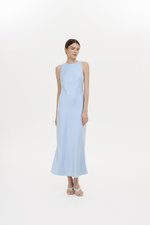 REISSA COWL BACK DRAPE SATIN DRESS