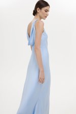 REISSA COWL BACK DRAPE SATIN DRESS