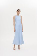 REISSA COWL BACK DRAPE SATIN DRESS